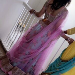 Floral Indian outfit - long skirt with crop top